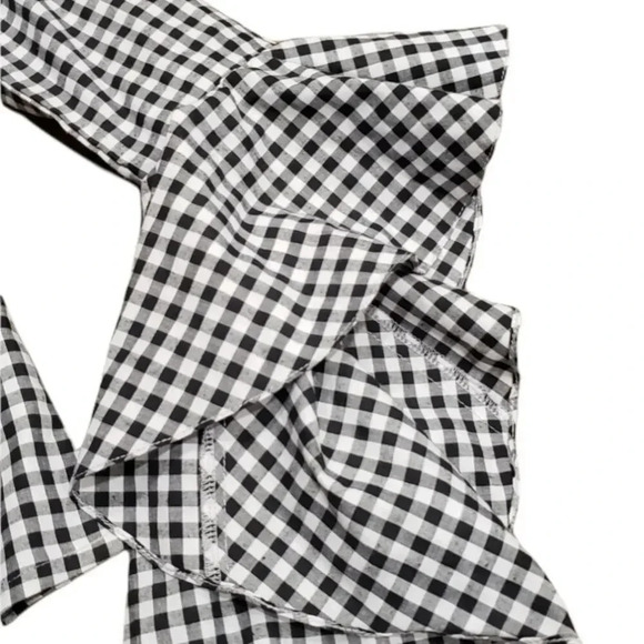 MLM Label Black White Gingham Waterfall Off Shoulder Blouse XS - Picture 2 of 5